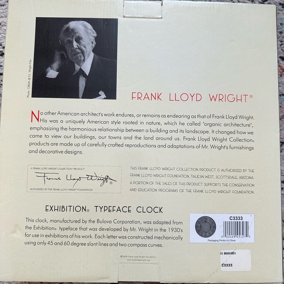 Bulova Frank Loyd Wright wall clock - Picture 5 of 6